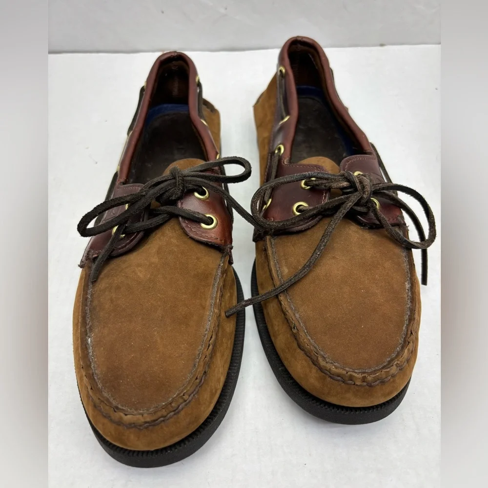 Sperry Men's Brown Suede Boat Shoes - Classic Lace-Up, SZ 9.5 W, box 17